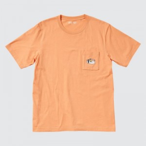 Women Uniqlo Peanuts Hawaii UT Short Sleeve T Shirts Orange | 2237235