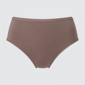 Women Uniqlo Plain High-Rise Briefs Brown | 2726706
