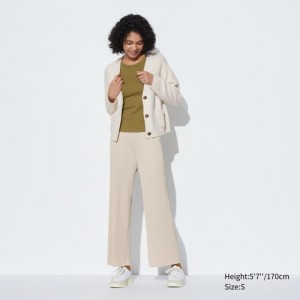 Women Uniqlo Pleated Straight Pants Beige | 8947899