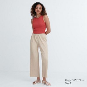 Women Uniqlo Pleated Straight Pants White | 137605