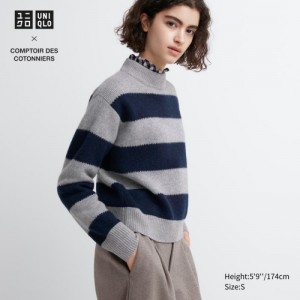 Women Uniqlo Premium Lambswool Long-Sleeve Sweaters Grey | 8241067