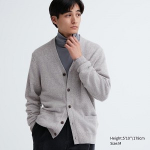 Women Uniqlo Premium Lambswool V-Neck Cardigan Grey | 2521617