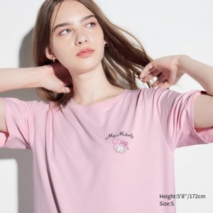 Women Uniqlo Sanrio characters UT Short-Sleeve T Shirts Pink | 7430688