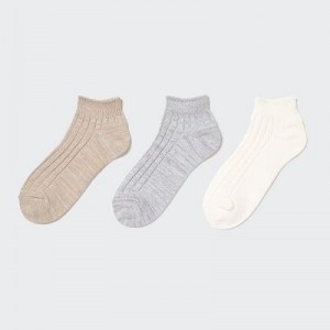 Women Uniqlo Short 3 Pack Socks Beige | 4064672