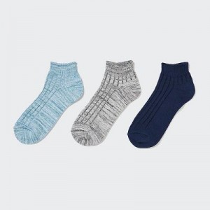 Women Uniqlo Short 3 Pack Socks Blue | 9898983
