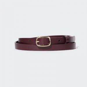 Women Uniqlo Skinny Belts Burgundy | 9902358