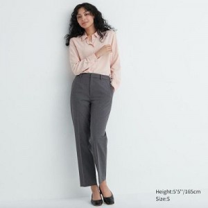 Women Uniqlo Smart Ankle (2-Way Stretch) Pants Grey | 7639509