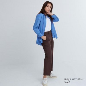 Women Uniqlo Smart Ankle (2-Way Stretch) Pants Brown | 2364755