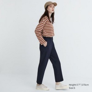 Women Uniqlo Smart Ankle (2-Way Stretch) Pants Navy | 1985756