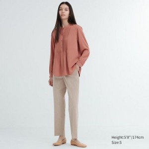 Women Uniqlo Smart Ankle (2-Way Stretch, Tall) Pants Beige | 8298007