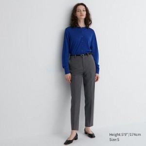 Women Uniqlo Smart Ankle (2-Way Stretch, Tall) Pants Grey | 8570532
