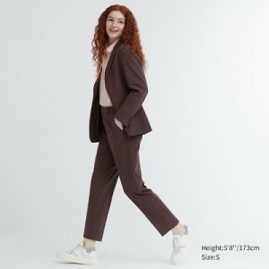Women Uniqlo Smart Ankle (2-Way Stretch, Tall) Pants Brown | 2156929