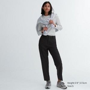 Women Uniqlo Smart Ankle (2-Way Stretch, Tall) Pants Black | 8098630