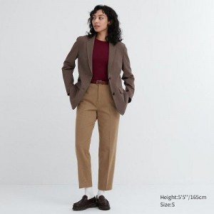 Women Uniqlo Smart Brushed Ankle Pants Beige | 174076