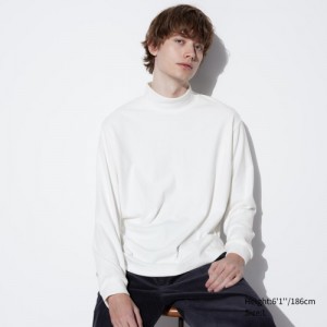 Women Uniqlo Smooth Fleece Mock Neck Long-Sleeve T Shirts White | 2336839
