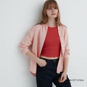 Women Uniqlo Soft Brushed Long-Sleeve Shirts Pink | 8575031