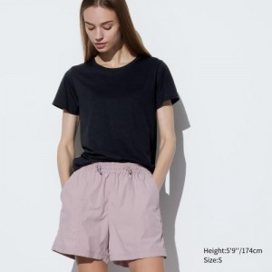 Women Uniqlo Supima Cotton Crew Neck Short Sleeve T Shirts Black | 7345767