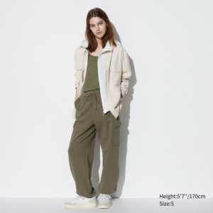 Women Uniqlo Sweat Cargo Pants Olive | 2529709