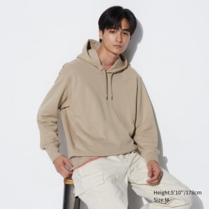 Women Uniqlo Sweat Pullover Hoodie Beige | 5059508