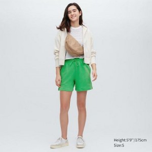Women Uniqlo Sweat Shorts Green | 4204964
