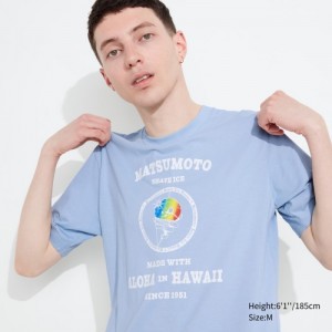 Women Uniqlo The Brands Hawaii UT Short-Sleeve Matsumoto Shave Ice T Shirts Blue | 2732374