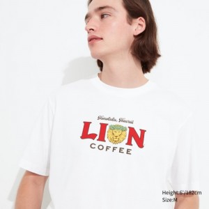 Women Uniqlo The Brands Hawaii UT Short-Sleeve Lion Coffee T Shirts White | 2237122