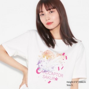 Women Uniqlo The World of CLAMP UT Short Sleeve T Shirts White | 8383027