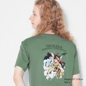 Women Uniqlo The World of CLAMP UT Short Sleeve T Shirts Green | 3879242