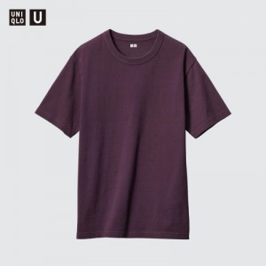 Women Uniqlo U Crew Neck Short-sleeve T Shirts Purple | 1757071