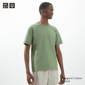 Women Uniqlo U Crew Neck Short-sleeve T Shirts Green | 5240022