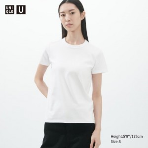 Women Uniqlo U Crew Neck Short-sleeve T Shirts White | 615469