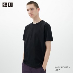 Women Uniqlo U Crew Neck Short-sleeve T Shirts Black | 7781204