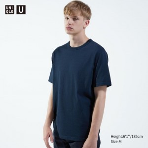 Women Uniqlo U Crew Neck Short-sleeve T Shirts Blue | 3387515