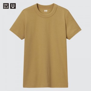 Women Uniqlo U Crew Neck Short-sleeve T Shirts Yellow | 6735489