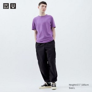Women Uniqlo U Wide-Fit Parachute Cargo Pants Black | 9558487