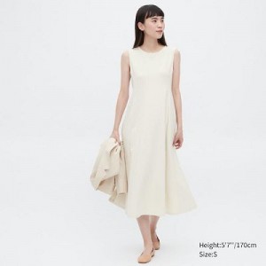 Women Uniqlo Ultra Stretch AIRism Sleeveless Dress White | 1752208