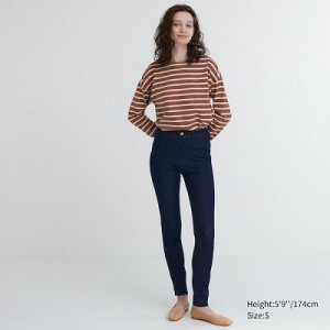 Women Uniqlo Ultra Stretch Denim Pants Navy | 705033