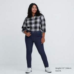 Women Uniqlo Ultra Stretch Denim Pants Navy | 6774829