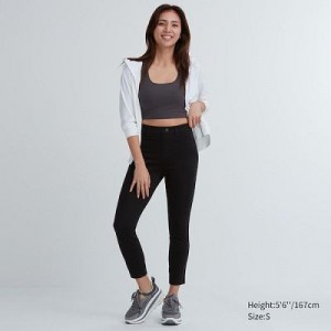 Women Uniqlo Ultra Stretch High-Rise Cropped Leggings Black | 8218700