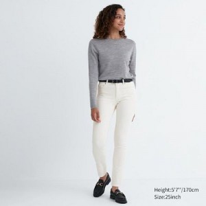 Women Uniqlo Ultra Stretch Jeans White | 1379385