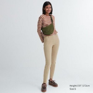 Women Uniqlo Ultra Stretch Pants Beige | 6451234