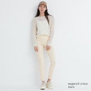 Women Uniqlo Ultra Stretch Pants White | 6072210