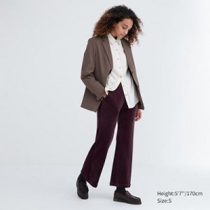 Women Uniqlo Ultra Stretch Smooth Pants Burgundy | 7693529