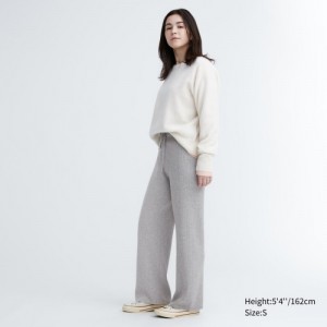 Women Uniqlo Washable Knit Ribbed Lounge Pants Grey | 6662993