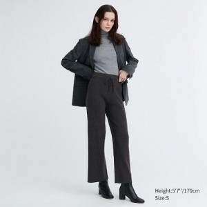 Women Uniqlo Washable Knit Ribbed Pants Grey | 2083651