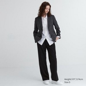 Women Uniqlo Wide-Fit Pleated Pants Black | 9858556