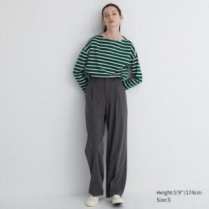 Women Uniqlo Wide-Fit Pleated Pants Grey | 265602
