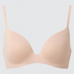 Women Uniqlo Wireless (3D Hold) Bras Beige | 1962039