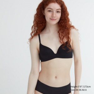 Women Uniqlo Wireless (3D Hold) Bras Black | 9660119