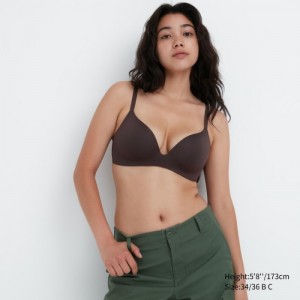 Women Uniqlo Wireless (3D Hold) Bras Brown | 7619125